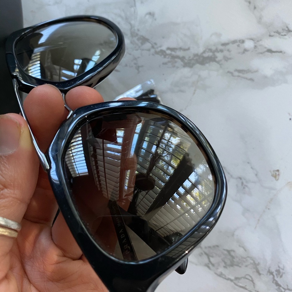 Prada Silver Tortoise White Green Aviator Sunglasses Beyoncé - Picture 3 of 8